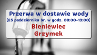 Przerwa w dostawie wody 25.10.2022 r. - Bieniewiec, Grzymek