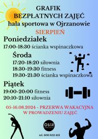 grafik zajęć sportowych sierpień 24