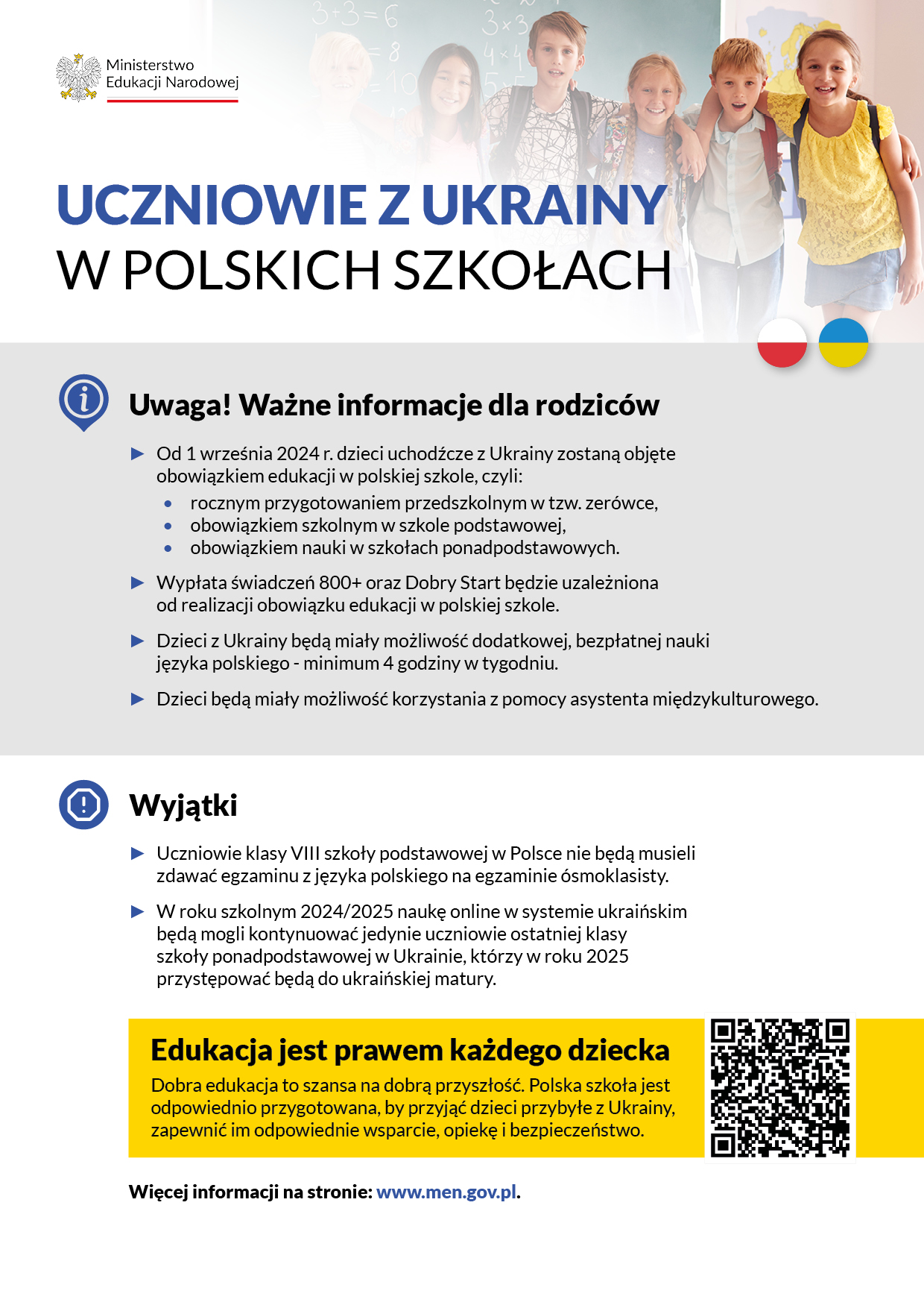 Od 1 wrześnina bowiązek szkolny i obowiązek nauki w Polsce dla uczniów z Ukrainy