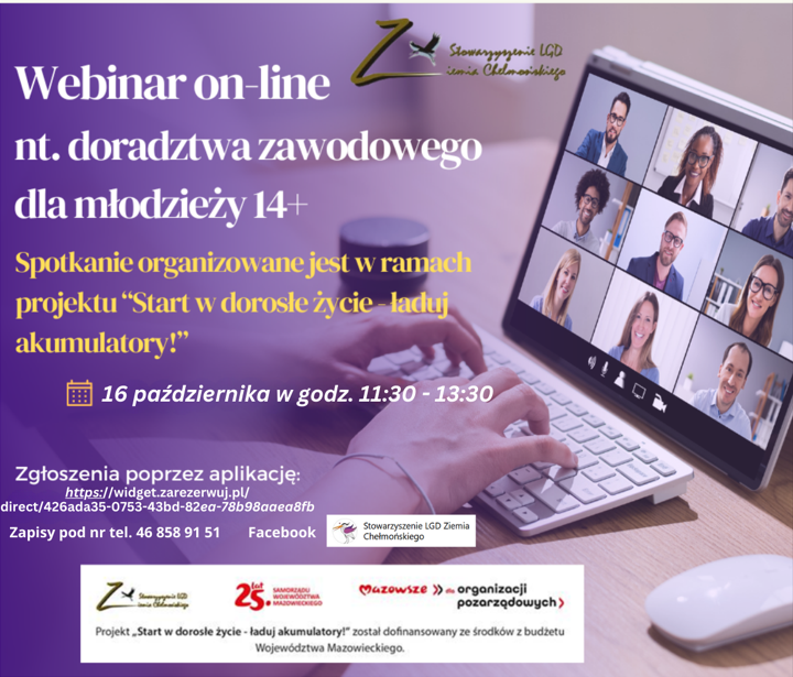 Doradztwo zawodowe dla uczniów 14+ - webinar on-line 16.10.2024r.