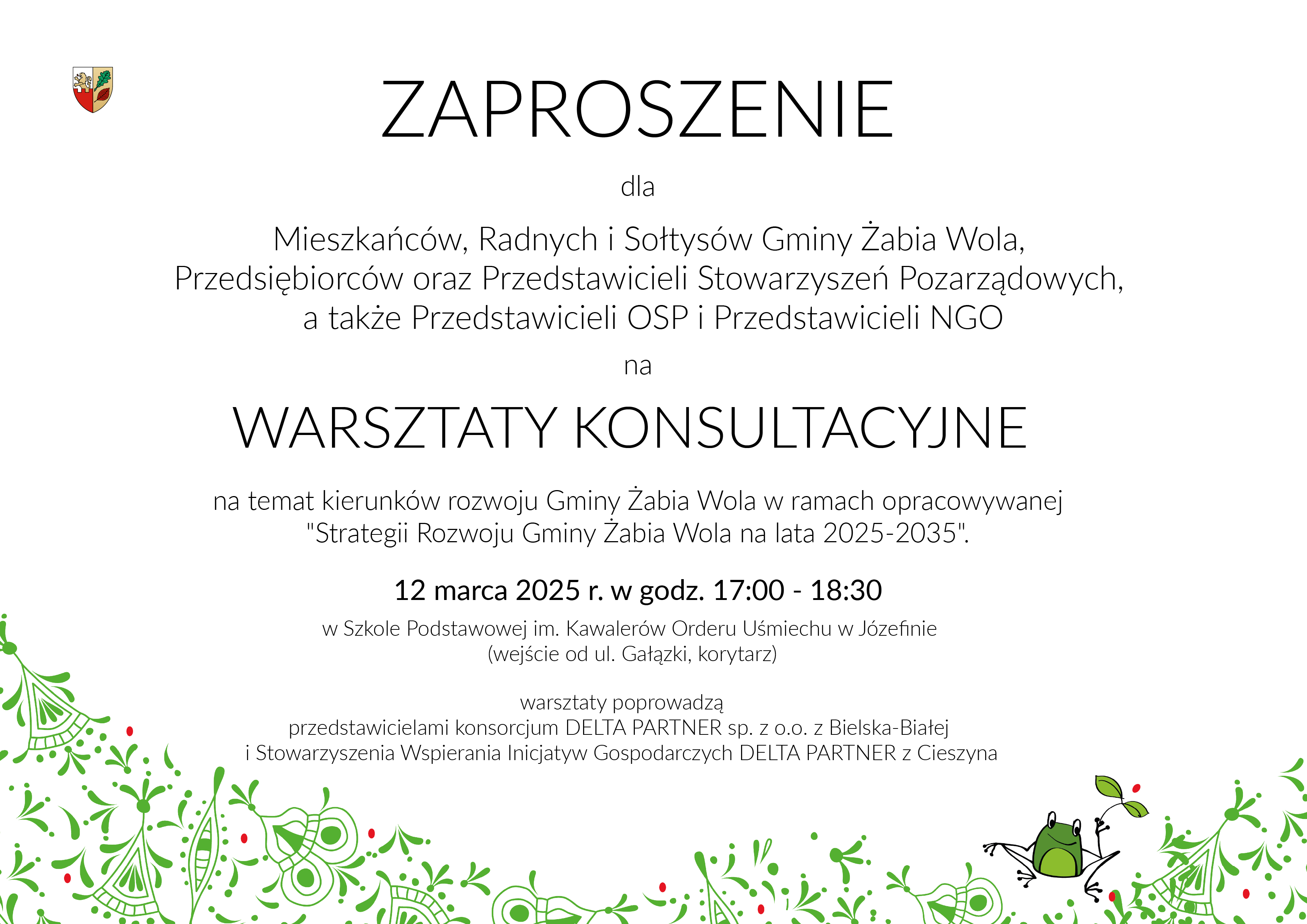 WARSZTATY KONSULTACYJNE: "Strategia Rozwoju Gminy Żabia Wola na lata 2025-2035"