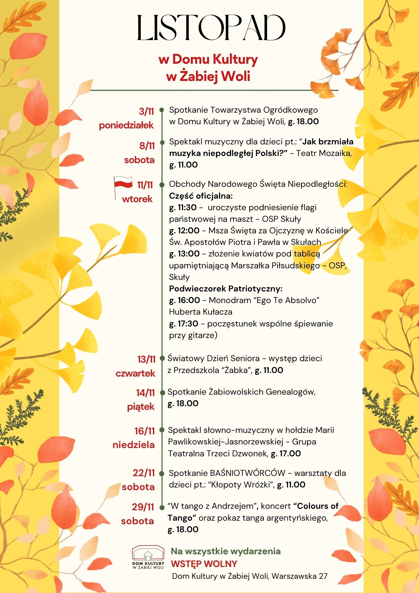 Listopad w Domu Kultury w Żabiej Woli