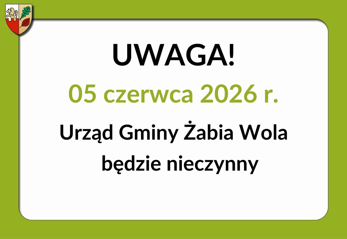 UWAGA! Zmiana godzin pracy UG w dniu 05.06.2026 r.